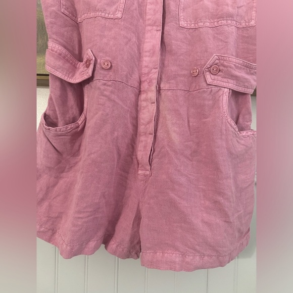 YOUNG FABULOUS & BROKE Hudson Linen Blend Romper In Foxglove Pink Size Medium - Picture 6 of 10